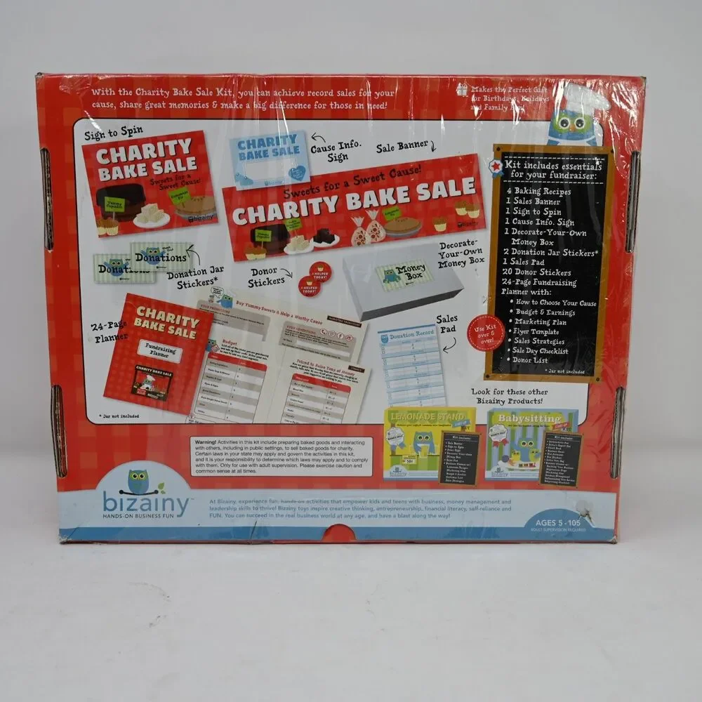 Bizainy Charity Bake Sale Kit Fundraiser Set Kids Business Skills NEW